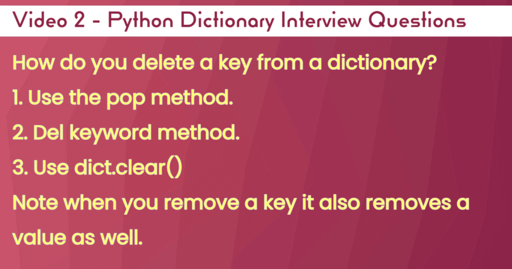 How to delete a key from a Python dictionary