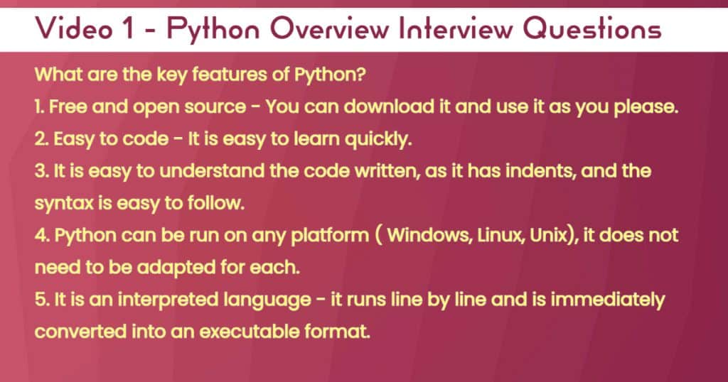 Python Interview questions – Provide an overview of Python.